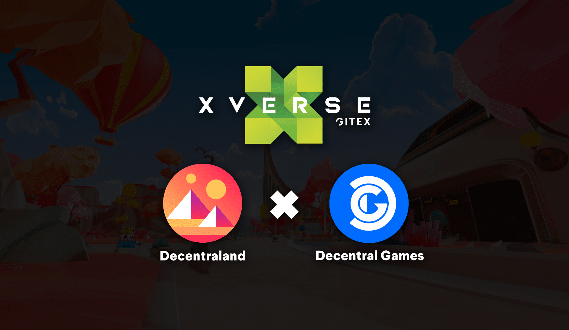 X-Verse, Decentraland, and Decentral Games logos