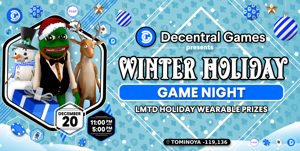 Decentral Games Winter Holiday Game Night flyer