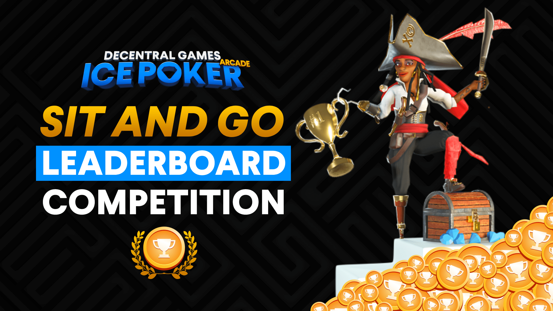 ICE Poker SNG leaderboard competition with ICE Pirate standing on a podium