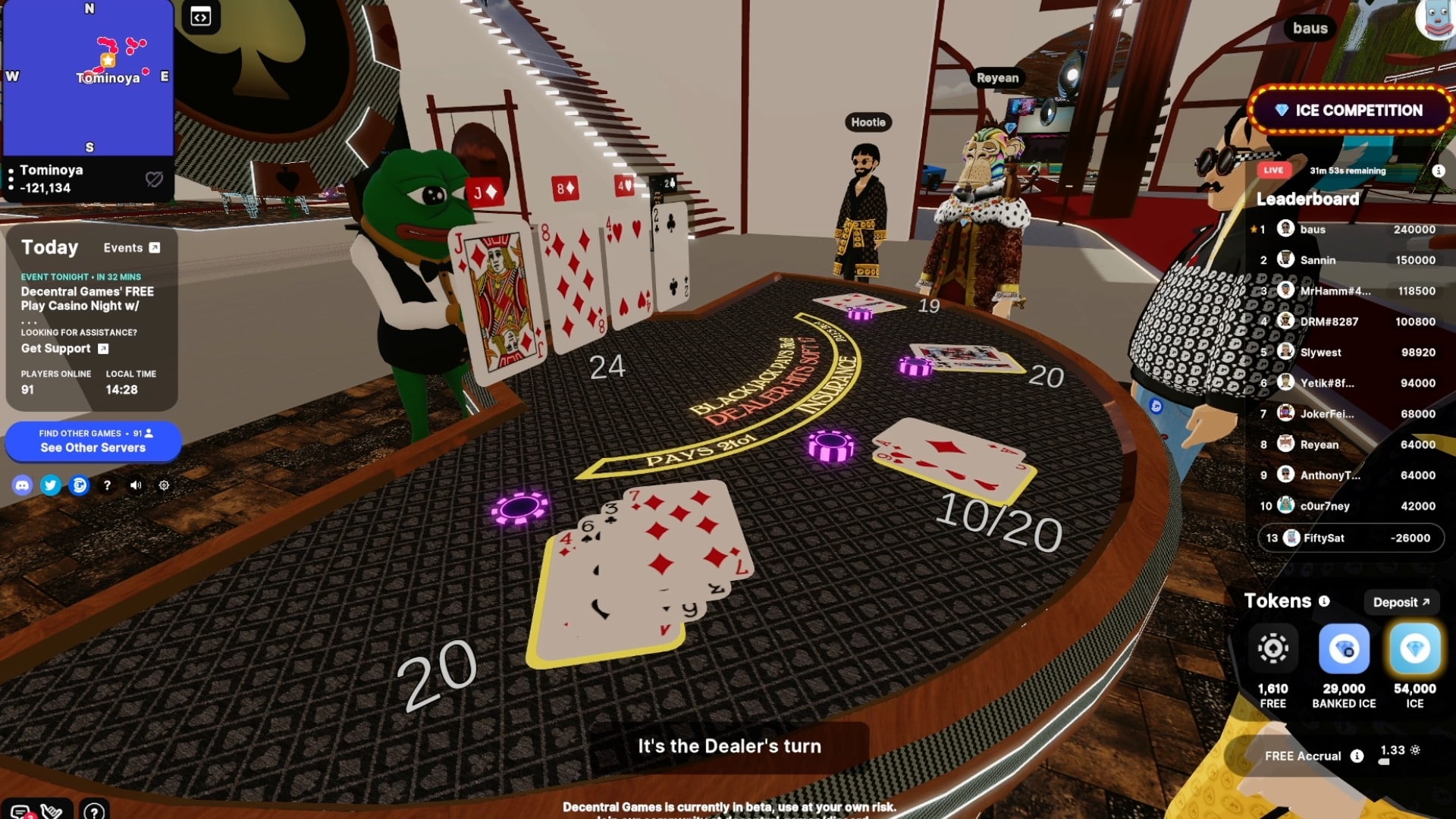 Playing blackjack in the DG Casino