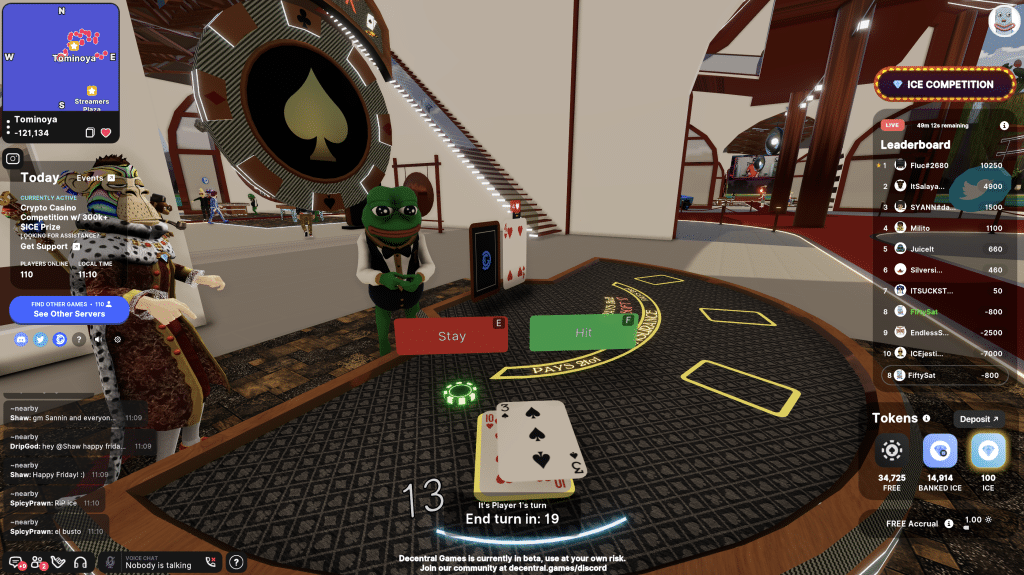 Playing blackjack in a DG Casino Competition